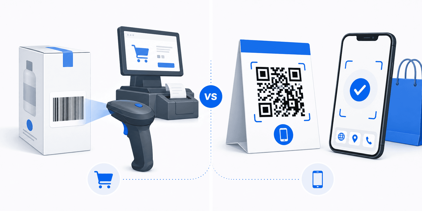 Barcode vs QR Code: What is the differences for retail? hero illustration