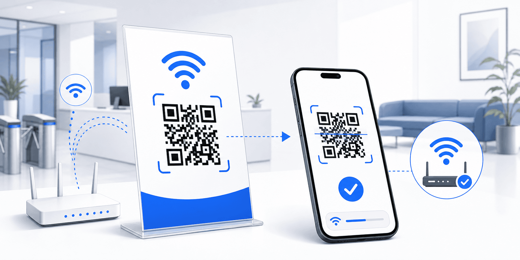 WiFi QR Code complete setup for office and residential lobbies hero illustration
