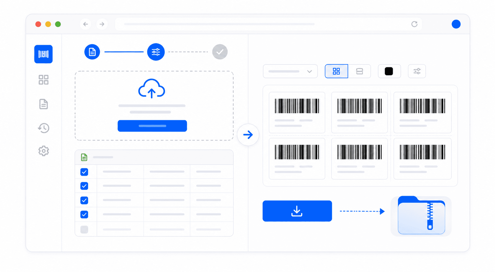 Bulk barcode generation from CSV preview