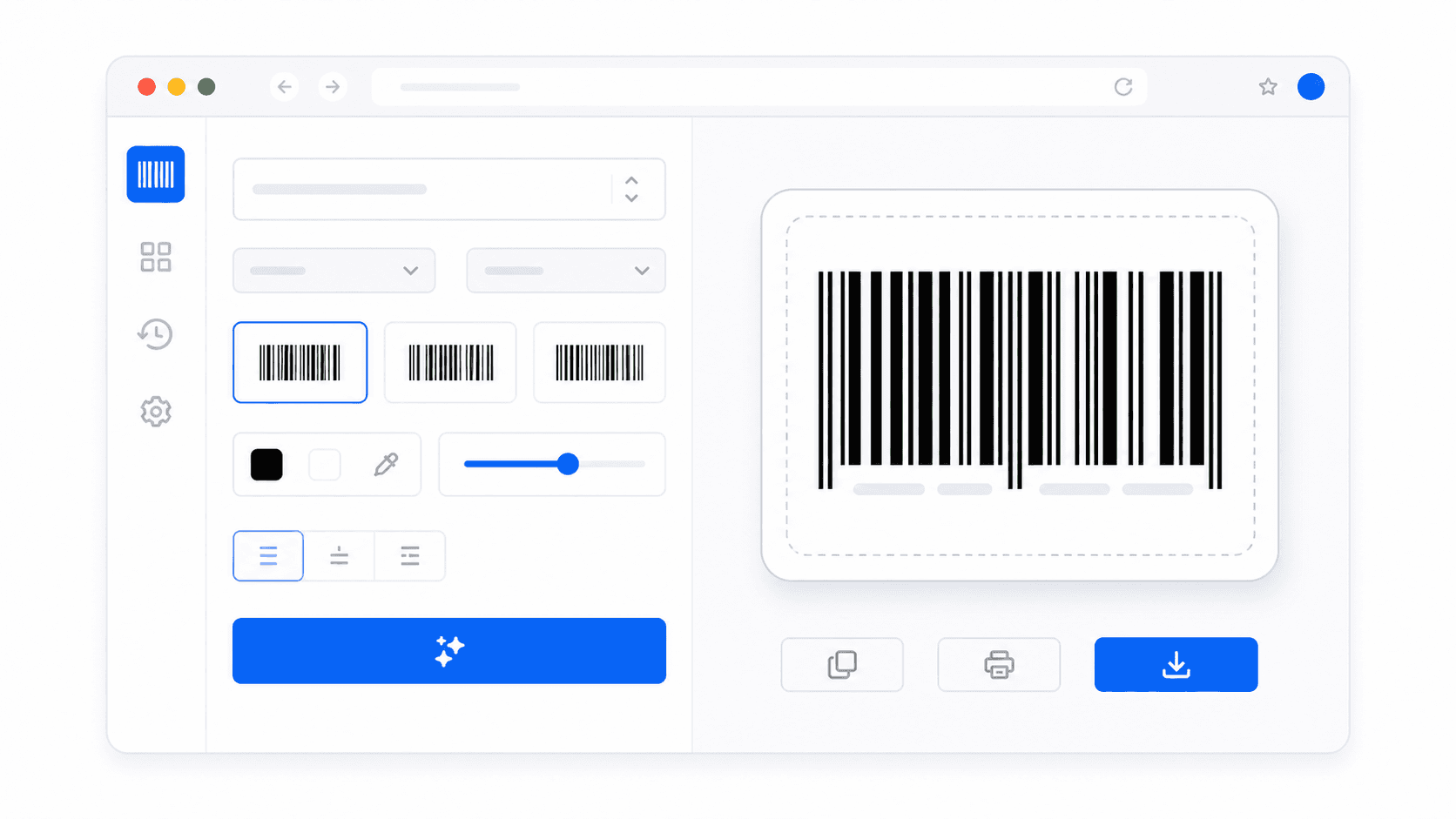 Single barcode generator workflow preview