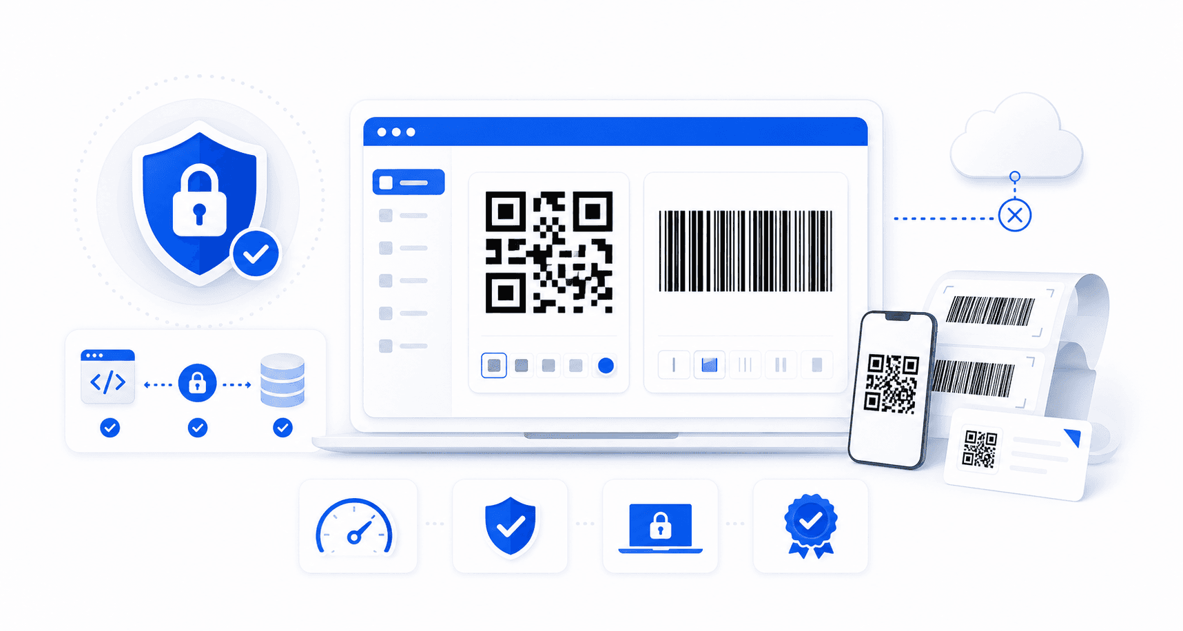 Trust and privacy illustration for qr-barcode-generator.com