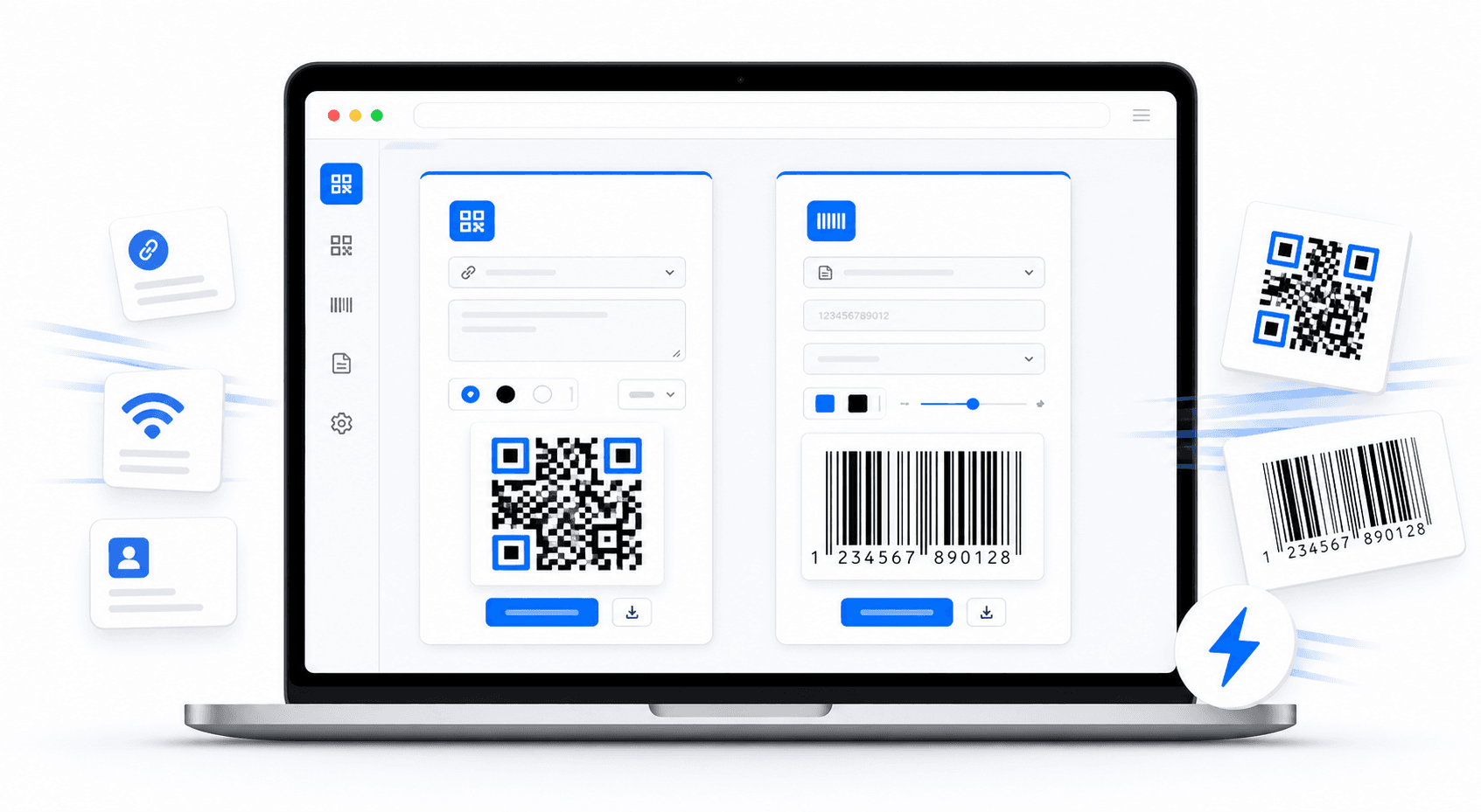 QR and barcode generator interface preview